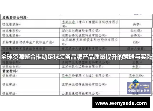 全球资源整合推动足球装备品牌产品质量提升的策略与实践